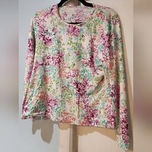 Women's Lands' End Long Sleeve Shirt Bathing Suit Cover Top, Size L/P